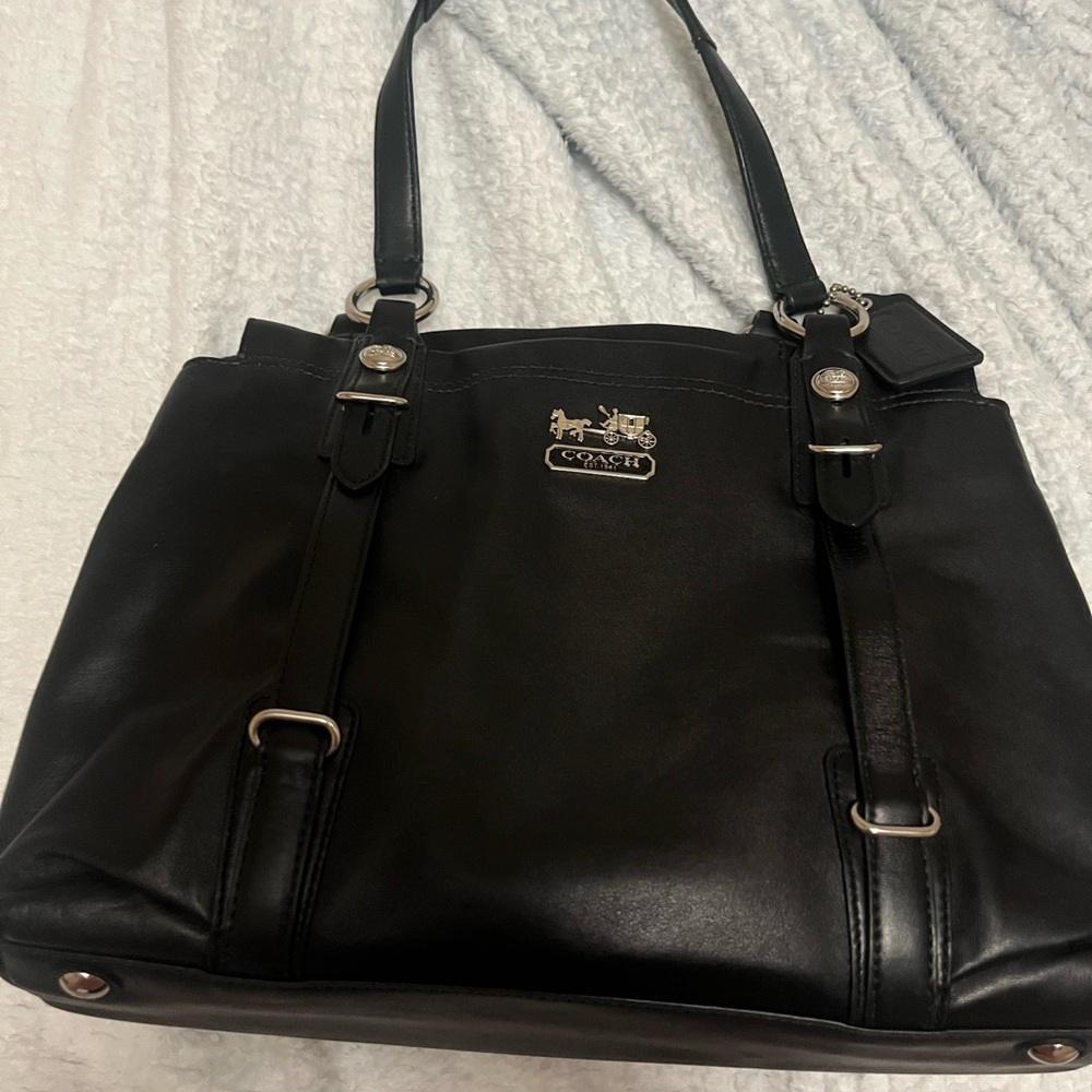 Coach Black Leather Tote Bag
